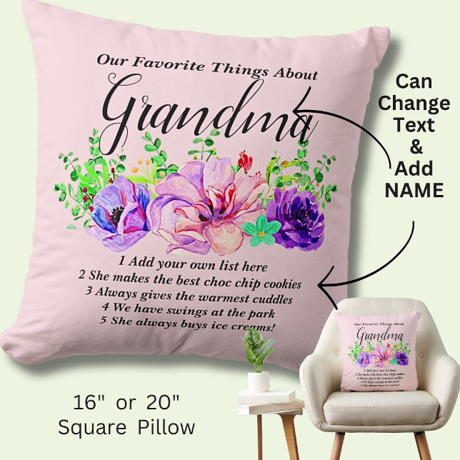 Change Name & List - Favourite Things About Grandm Cushion (Creator Uploaded)