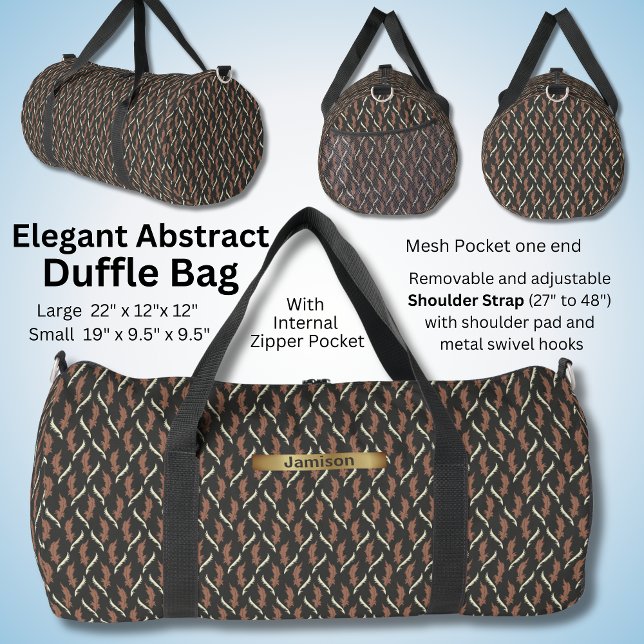 Change Name, Modern Brown Cream Abstract Duffle Bag (Creator Uploaded)