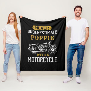 Change Name Never Underestimate Grandpa Motorcycle Fleece Blanket