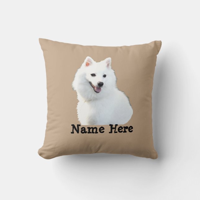 Change Name Own Photo Text Japanese Spitz  Dog Cushion (Front)
