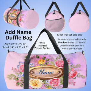 Change Name, Pink Floral  Duffle Bag
