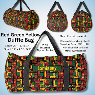 Change Name, Red Green Yellow Black Geometric  Duffle Bag