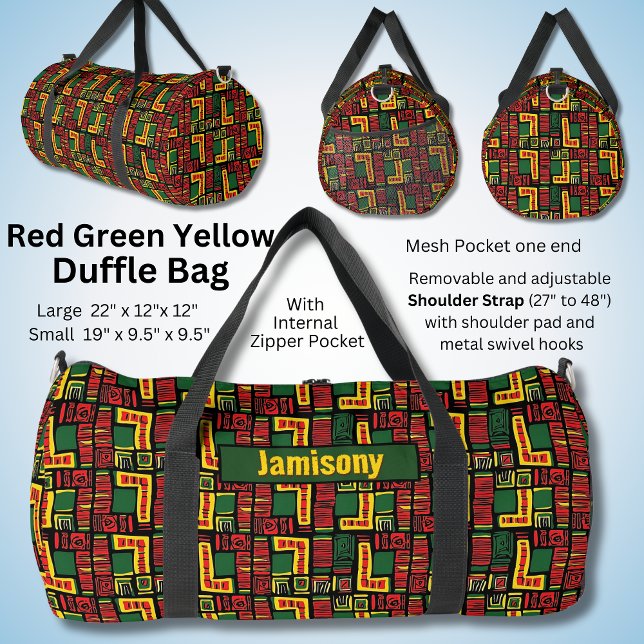 Change Name, Red Green Yellow Black Geometric  Duffle Bag (Creator Uploaded)