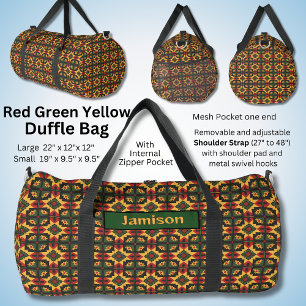 Change Name, Red Green Yellow Black Squares Duffle Bag