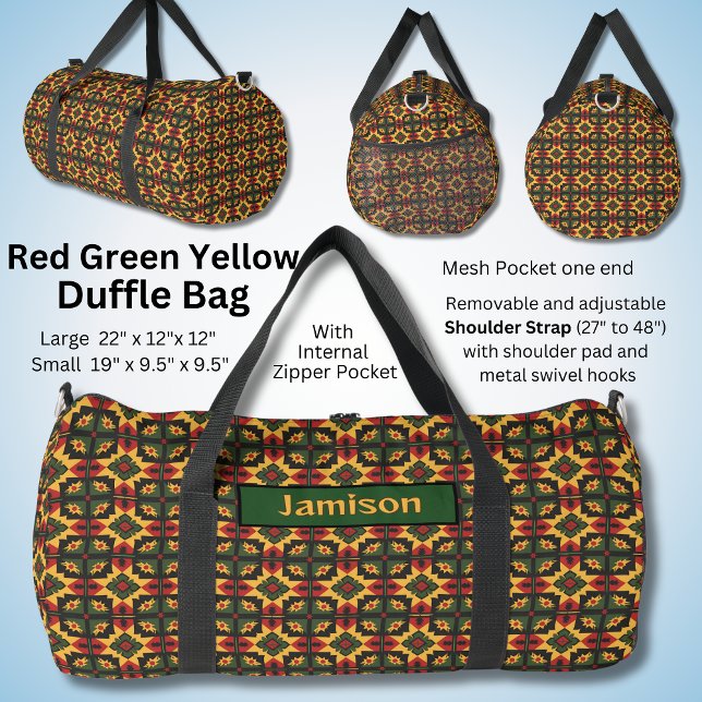 Change Name, Red Green Yellow Black Squares Duffle Bag (Creator Uploaded)