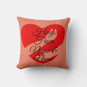 Change Name Text, Hugs From Red Heart Arms on Pink Cushion
