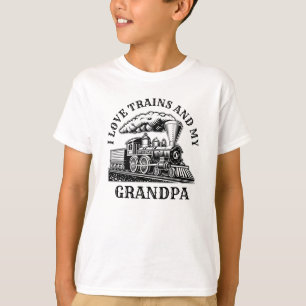 Change Name Text I Love Steam Trains & My Grandpa T-Shirt