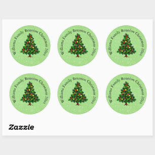 Change Name Text Matching Christmas Tree Classic Round Sticker