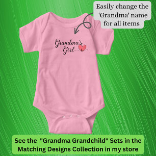 Change Name / Title Grandma Heart Matching Baby Baby Bodysuit