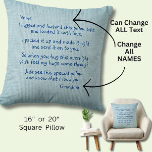 Change Names AND any Text - I hugged this pillow