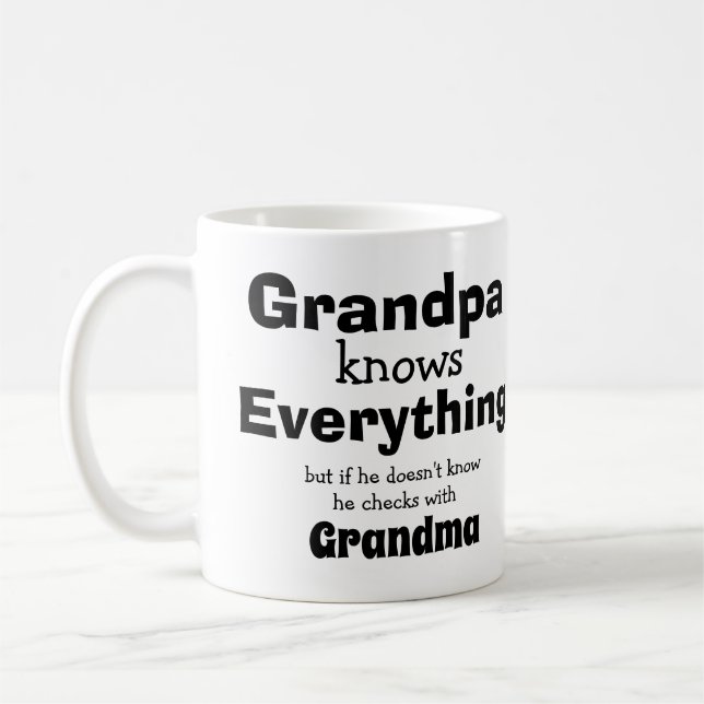 Change Names Grandpa knows Everything - Grandma Coffee Mug (Left)