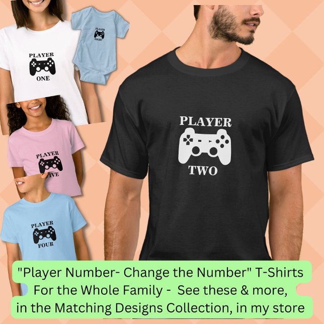 Change Number, Player One Matching Gamer T-Shirt (Creator Uploaded)