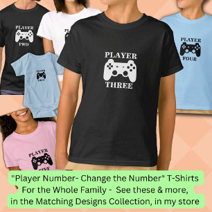 Change Number, Player Two Matching Boy's Gamer T-Shirt