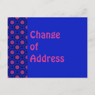 Change of Address Blue with purple dots Announcement Postcard