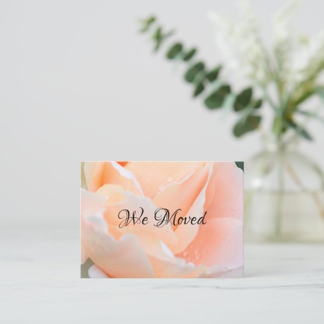 Change of Address Card – Elegant Peach Rose Floral (Standing Front)