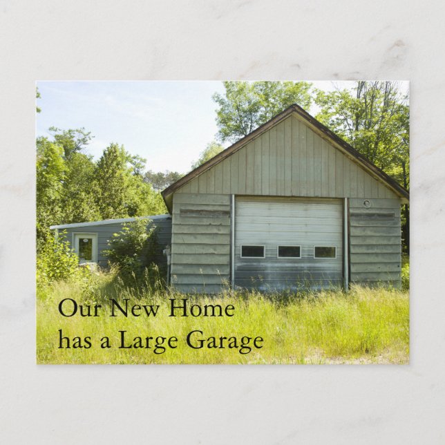 Change of Address Card: Large Garage Announcement Postcard (Front)