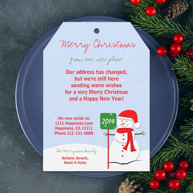 Change of Address Christmas Flat Card Tag Snowman (Creator Uploaded)