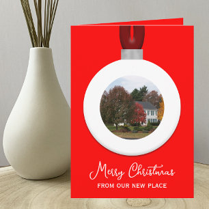 Change of Address Christmas Ornament Photo Red Holiday Card