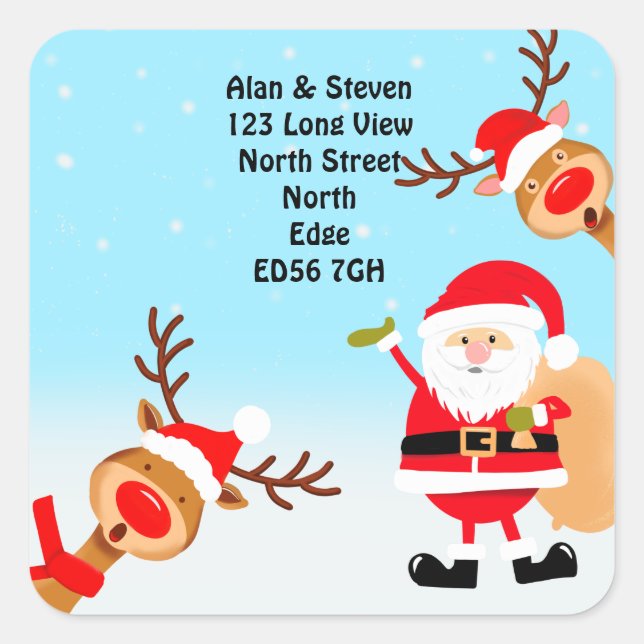 Change of address christmas square sticker (Front)