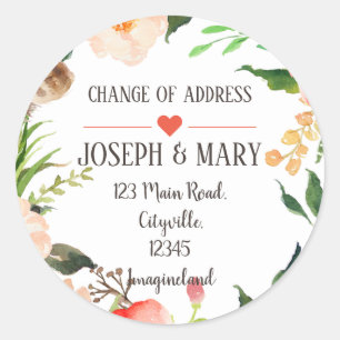 Change of address classic round sticker