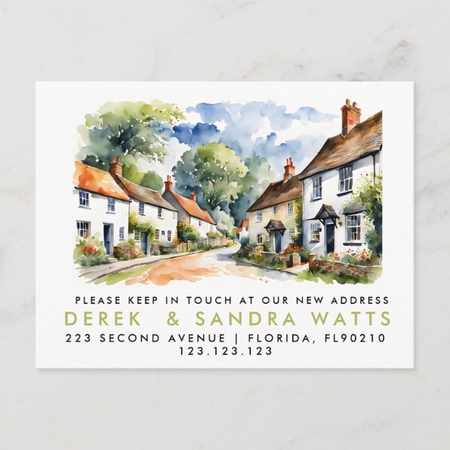 change of address,d moved announcement village postcard (Front)