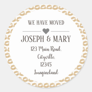 Change of address gold lips make up artist classic round sticker