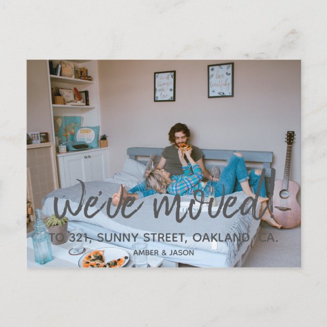 change of address hipster modern announcement postcard (Front)