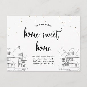 Change of Address Home Sweet Home with Stars Announcement Postcard