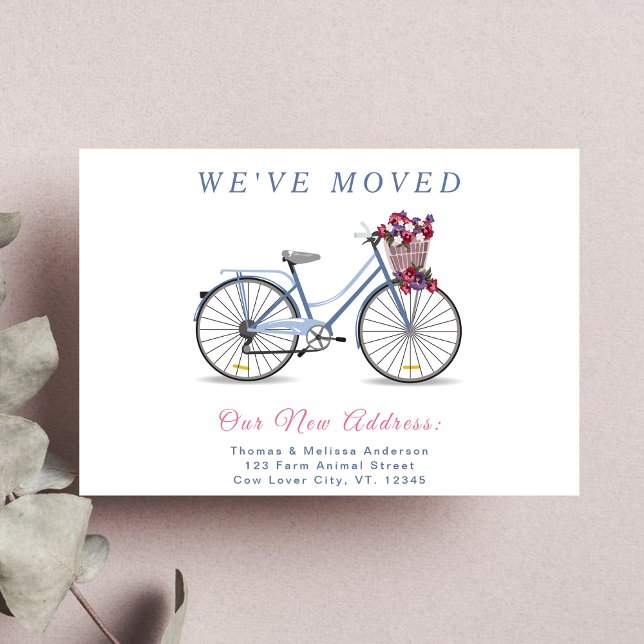 Change of Address l Cute Flora Bicycle we've Moved Postcard (Creator Uploaded)