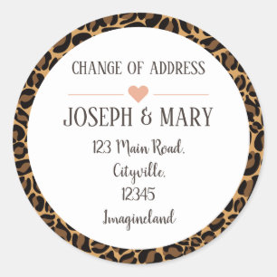 Change of address Leopard Print Classic Round Sticker