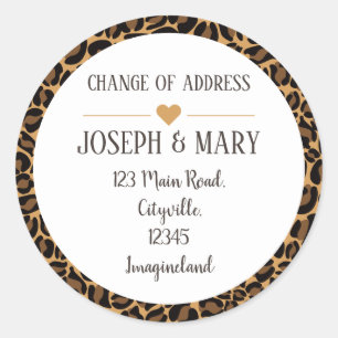 Change of address Leopard Print Classic Round Sticker