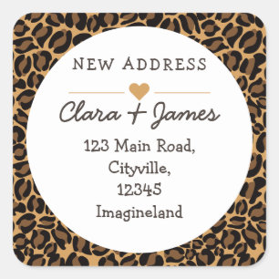 Change of address new address Leopard Print Square Sticker