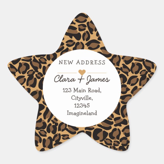 Change of address new address Leopard Print Star Sticker (Front)