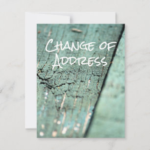 Change of Address Over Rustic Green Wood Card