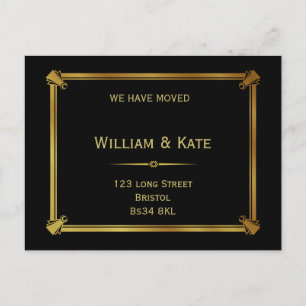 Change of address postcard  Art Deco Style gold