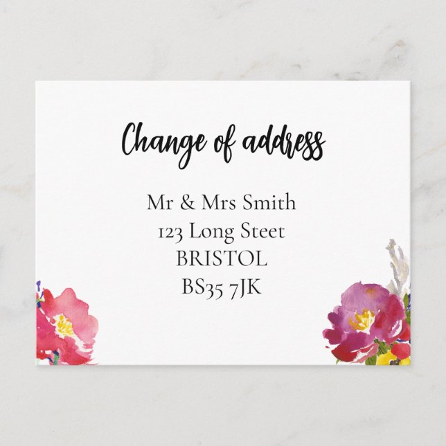 Change of address Postcard Elegant floral (Front)