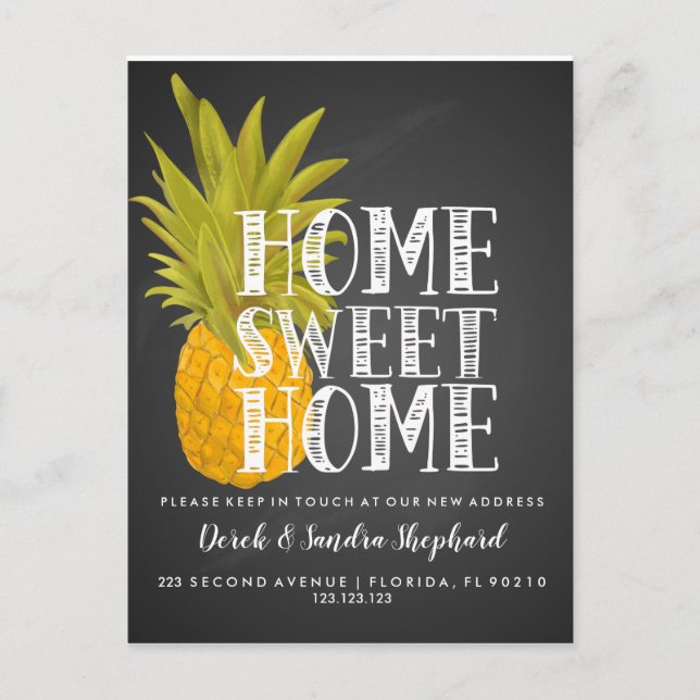 Change of address postcard we have moved pineapple (Front)