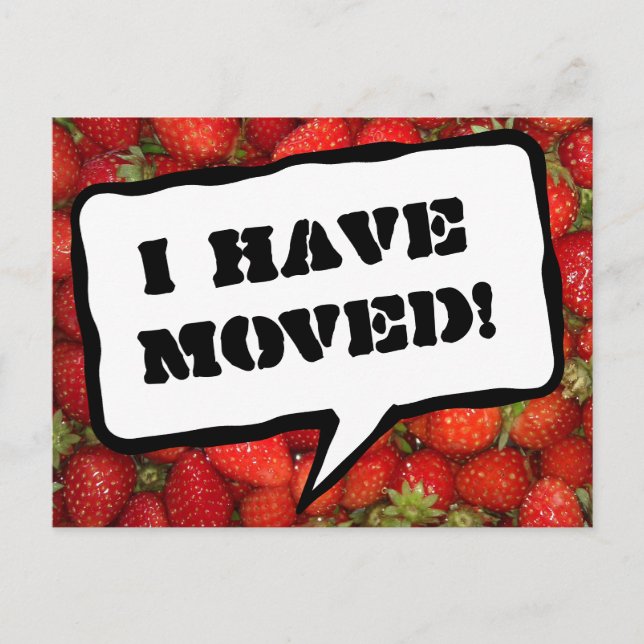 Change of address postcards with strawberry image (Front)