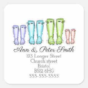 Change of Address return wellingtons boots Square Sticker