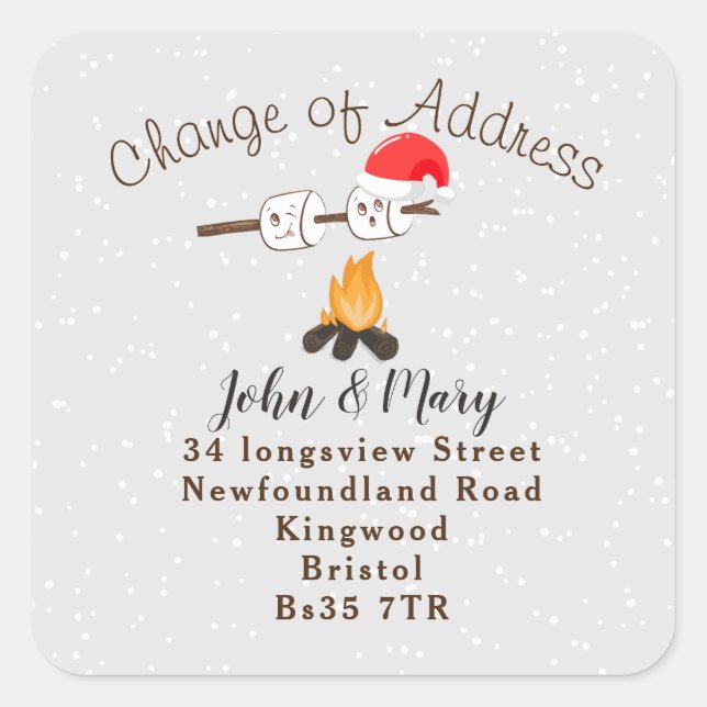 Change of Address smore  sticker snow (Front)
