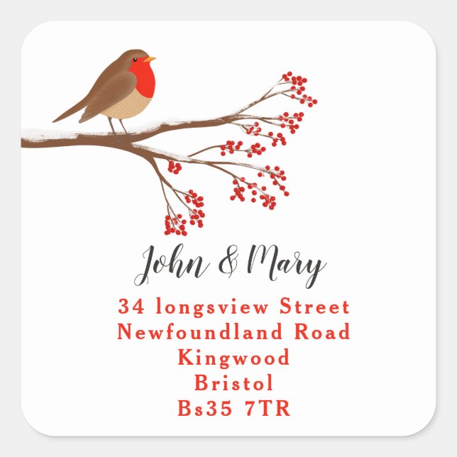 Change of Address sticker holiday robin (Front)