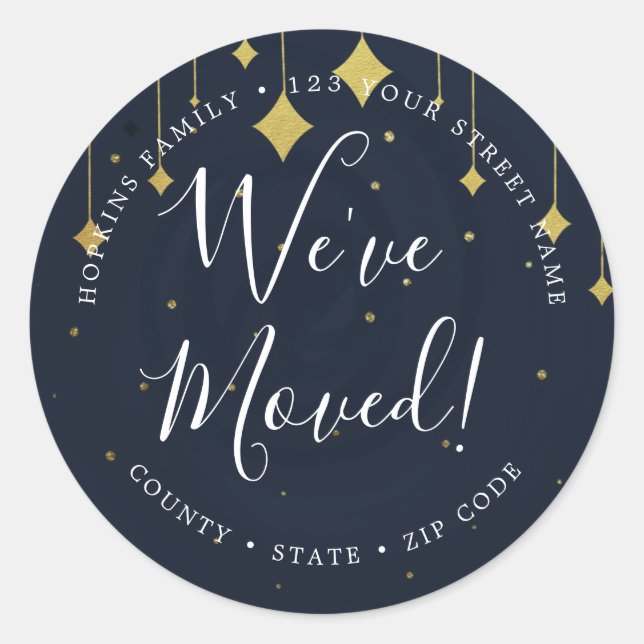 Change of Address sticker navy gold (Front)
