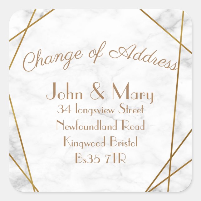 Change of Address sticker return address marble (Front)