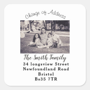 Change of Address sticker with family photo