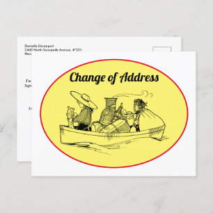 Change of Address Vintage Row Boat Customise Announcement Postcard