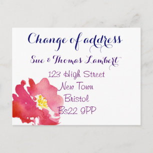 Change of address water-colour postcard