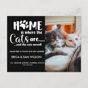 Change of address we have moved house home is cat  announcement postcard