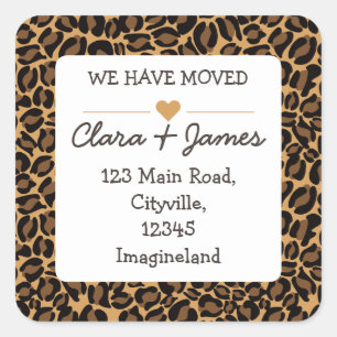 Change of address We have moved Leopard Print Square Sticker