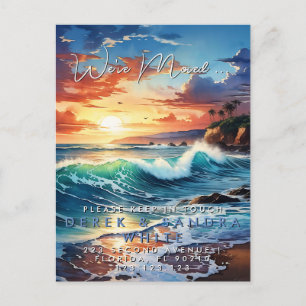 Change of address we have moved sea ocean announcement postcard