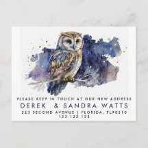 change of address we've moved announcement owl